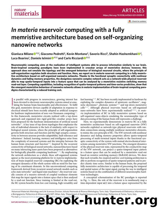 In materia reservoir computing with a fully memristive architecture based on self-organizing nanowire networks by unknow