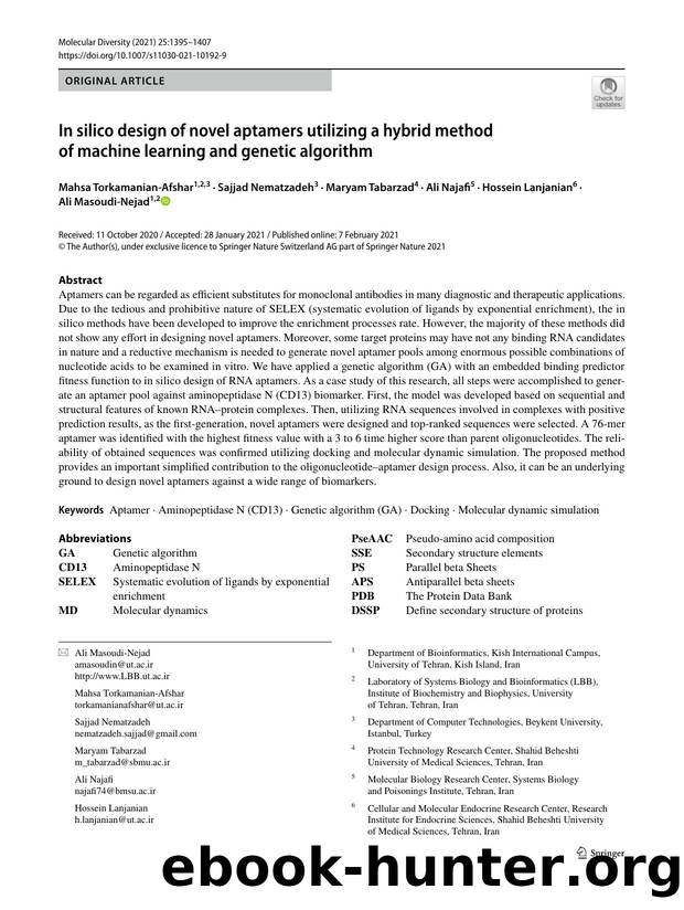 In silico design of novel aptamers utilizing a hybrid method of machine learning and genetic algorithm by unknow