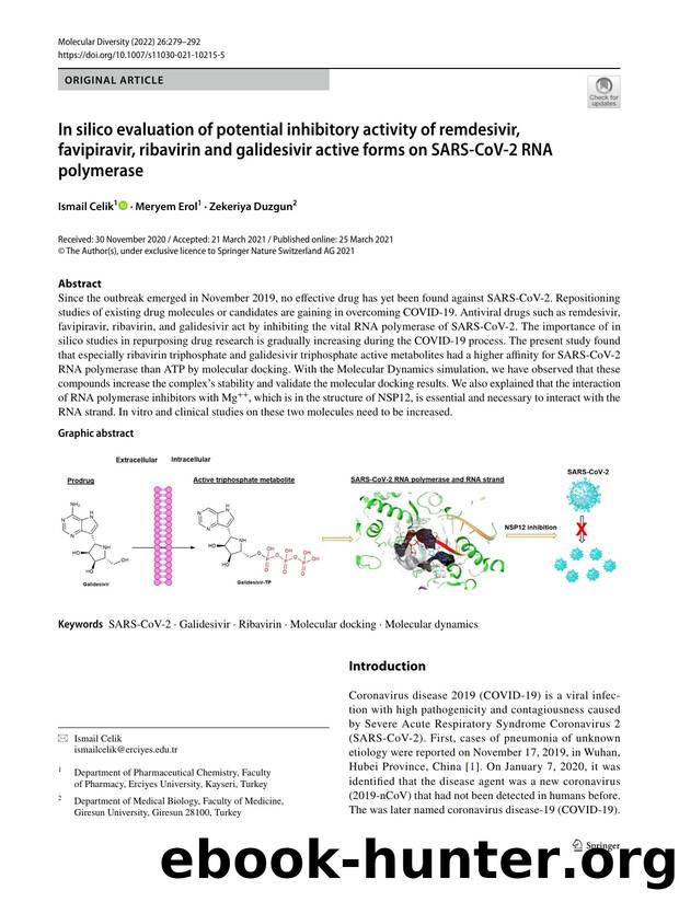 In silico evaluation of potential inhibitory activity of remdesivir, favipiravir, ribavirin and galidesivir active forms on SARS-CoV-2 RNA polymerase by Ismail Celik & Meryem Erol & Zekeriya Duzgun