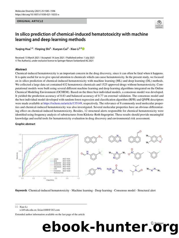 In silico prediction of chemical-induced hematotoxicity with machine learning and deep learning methods by Yuqing Hua & Yinping Shi & Xueyan Cui & Xiao Li