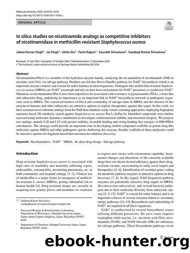 In silico studies on nicotinamide analogs as competitive inhibitors of nicotinamidase in methicillin-resistant Staphylococcus aureus by unknow