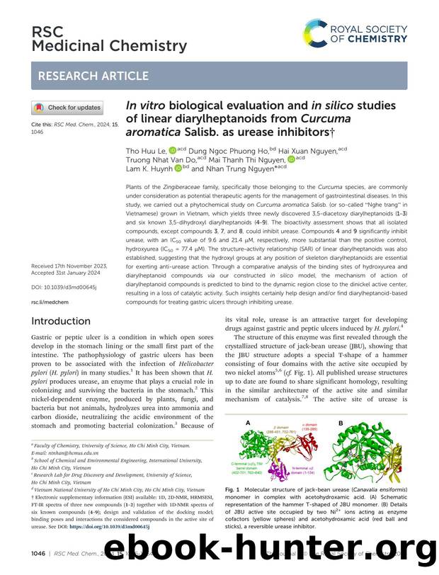 In vitro biological evaluation and in silico studies of linear diarylheptanoids from Curcuma aromatica Salisb. as urease inhibitors by unknow