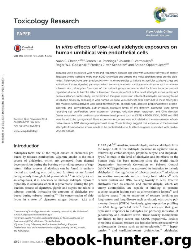In vitro effects of low-level aldehyde exposures on human umbilical vein endothelial cells by unknow
