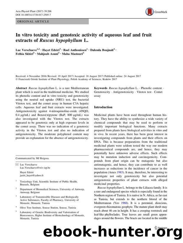 In vitro toxicity and genotoxic activity of aqueous leaf and fruit extracts of Ruscus hypophyllum L. by unknow