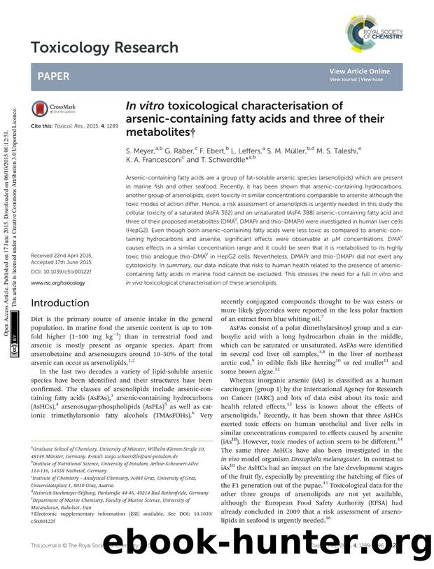 In vitro toxicological characterisation of arsenic-containing fatty acids and three of their metabolites by unknow