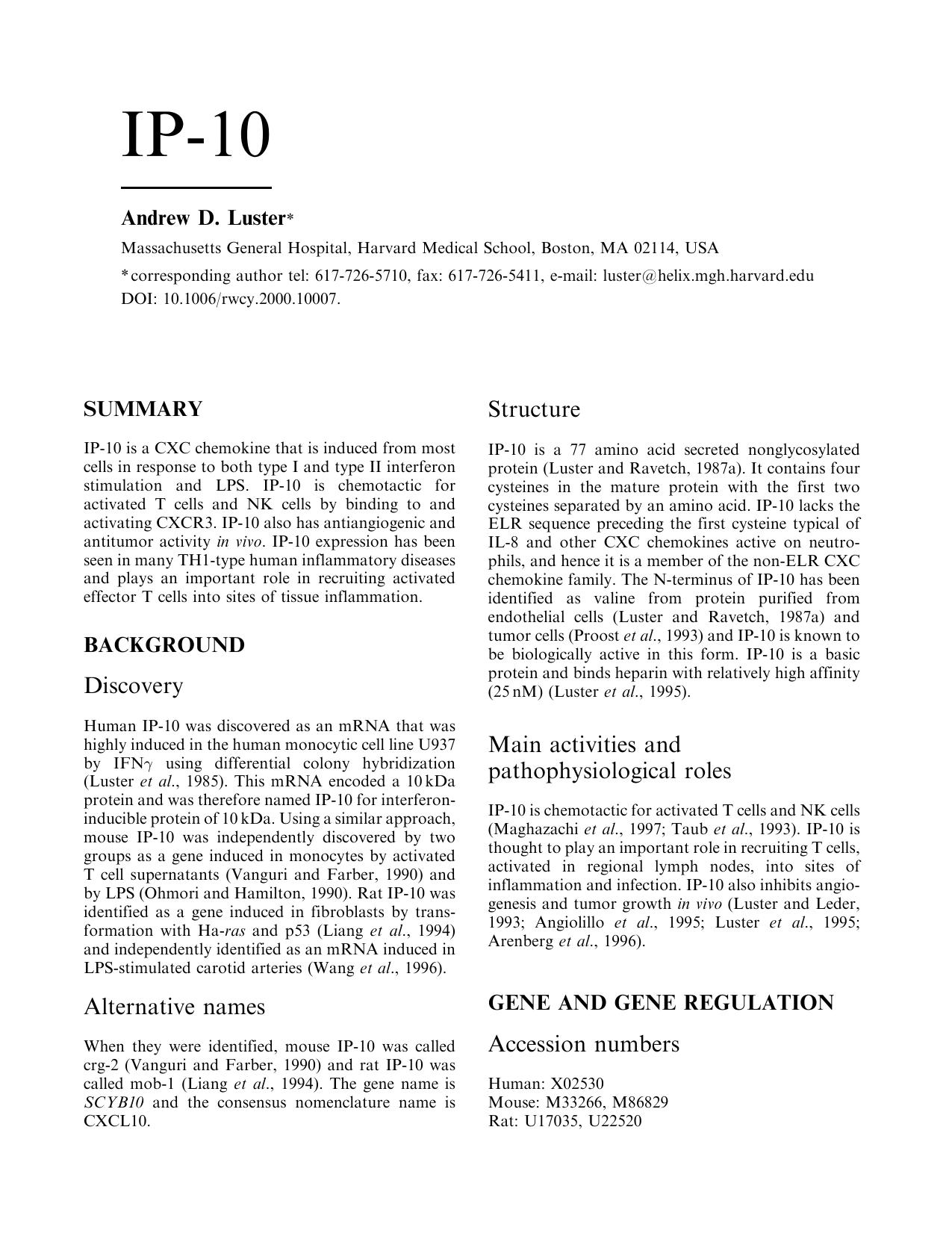 In vivo Models of HIV Disease and Control by Luster A by Unknown