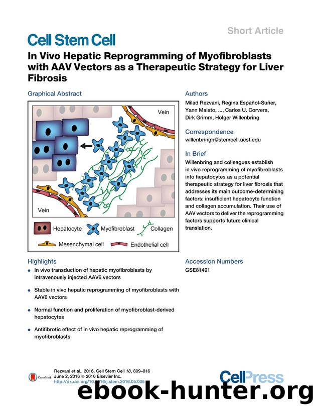 In&nbsp;Vivo Hepatic Reprogramming of Myofibroblasts with AAV Vectors as a Therapeutic Strategy for Liver Fibrosis by unknow