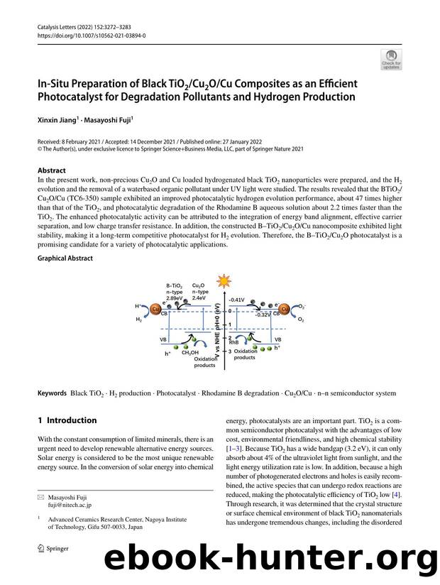In-Situ Preparation of Black TiO2Cu2OCu Composites as an Efficient Photocatalyst for Degradation Pollutants and Hydrogen Production by Xinxin Jiang & Masayoshi Fuji