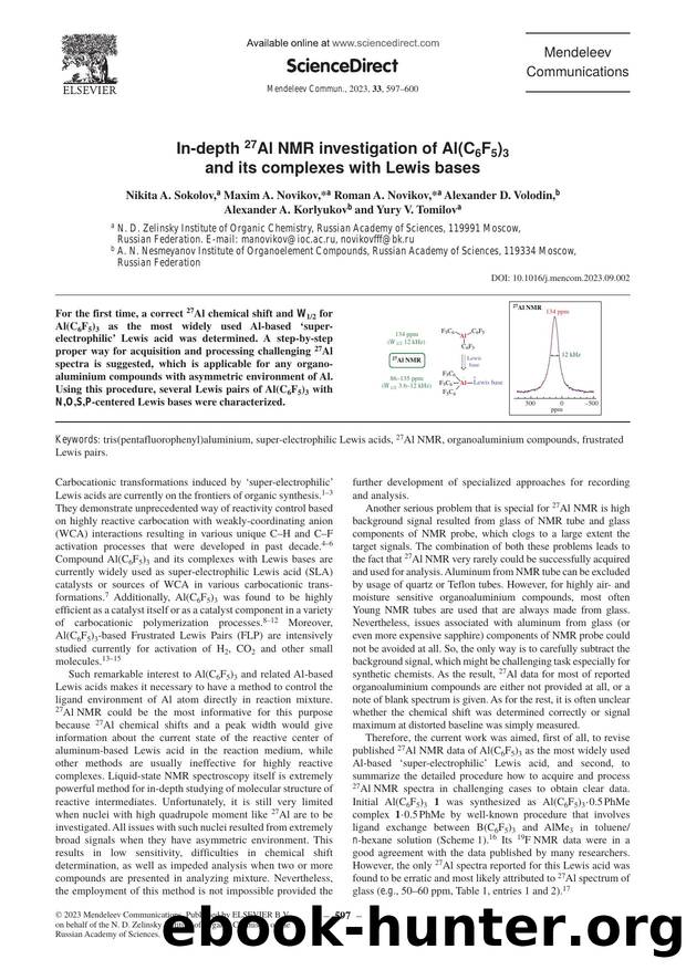 In-depth 27Al NMR investigation of Al(C6F5)3 and its complexes with Lewis bases by unknow