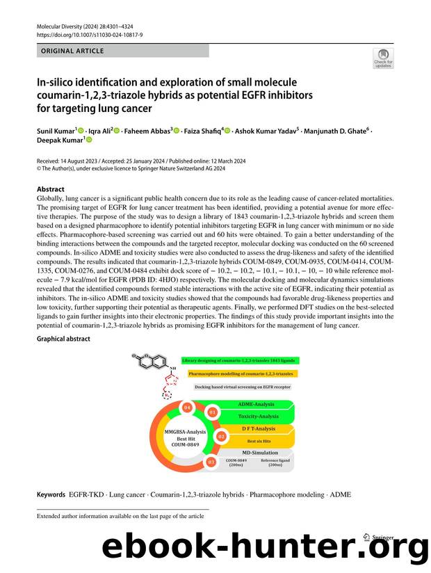 In-silico identification and exploration of small molecule coumarin-1,2,3-triazole hybrids as potential EGFR inhibitors for targeting lung cancer by unknow