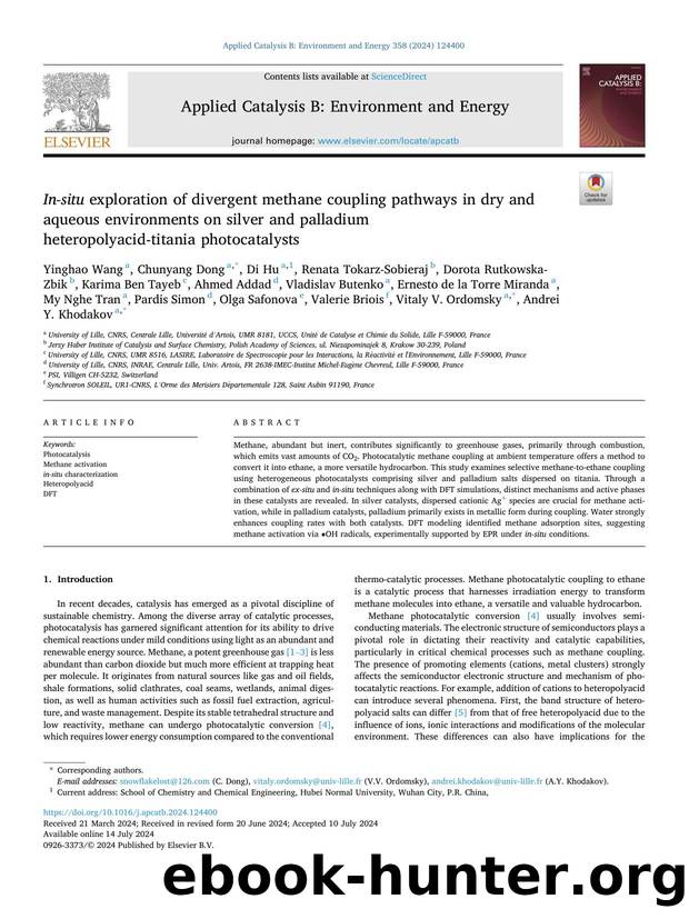 In-situ exploration of divergent methane coupling pathways in dry and aqueous environments on silver and palladium heteropolyacid-titania photocatalysts by unknow