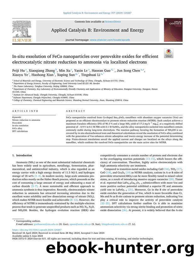 In-situ exsolution of FeCo nanoparticles over perovskite oxides for efficient electrocatalytic nitrate reduction to ammonia via localized electrons by unknow