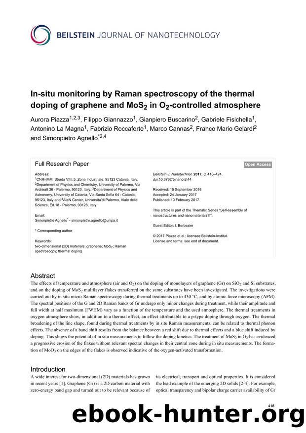 In-situ monitoring by Raman spectroscopy of the thermal doping of graphene and MoS2 in O2-controlled atmosphere by unknow