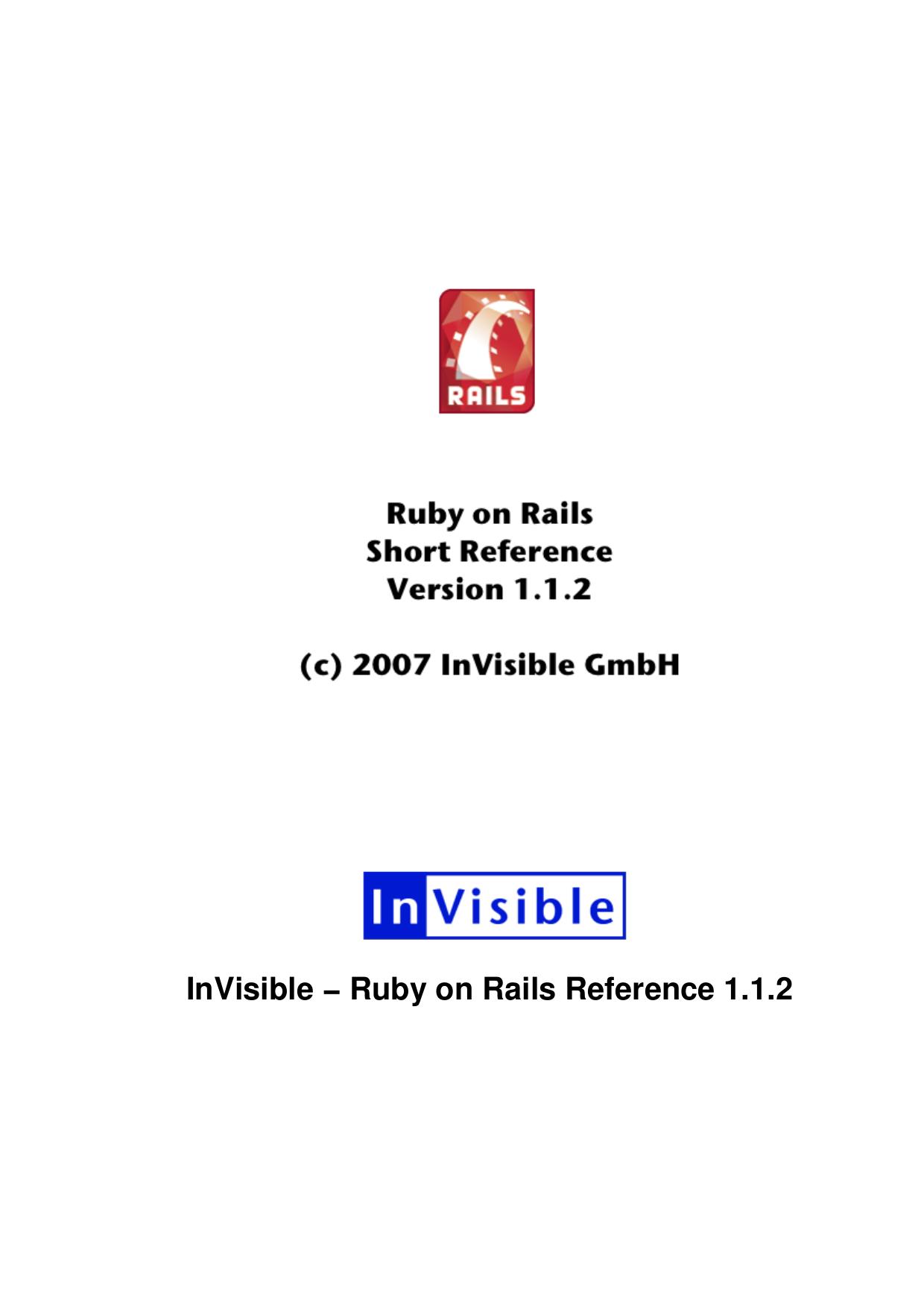 InVisible - Ruby on Rails Reference 1.1.2 by Unknown
