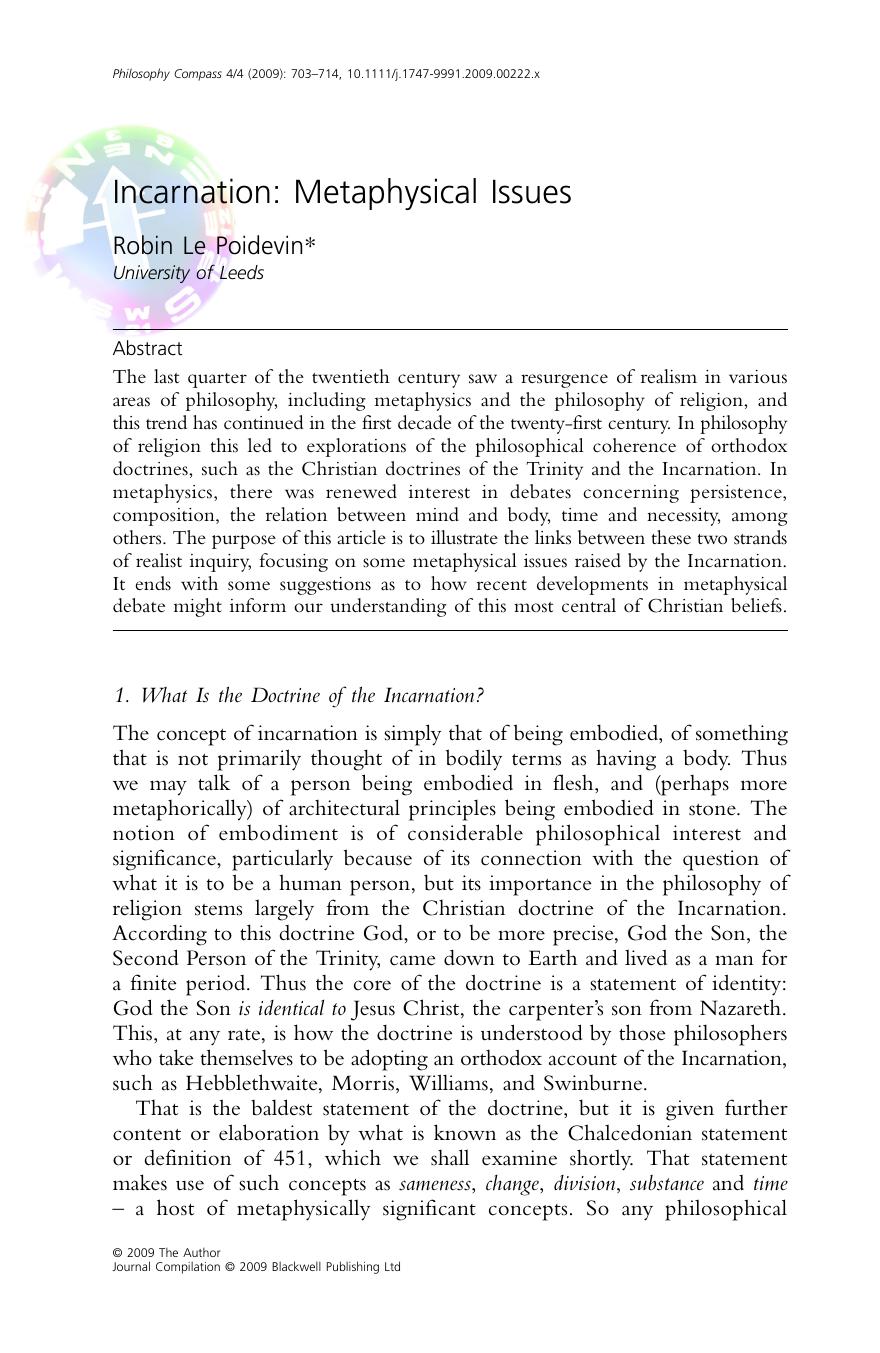 Incarnation: Metaphysical Issues by JN-06