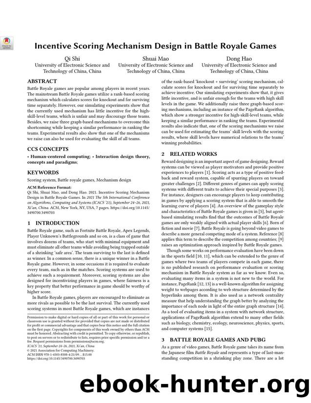 Incentive Scoring Mechanism Design in Battle Royale Games by Qi Shi Shuai Mao Dong Hao