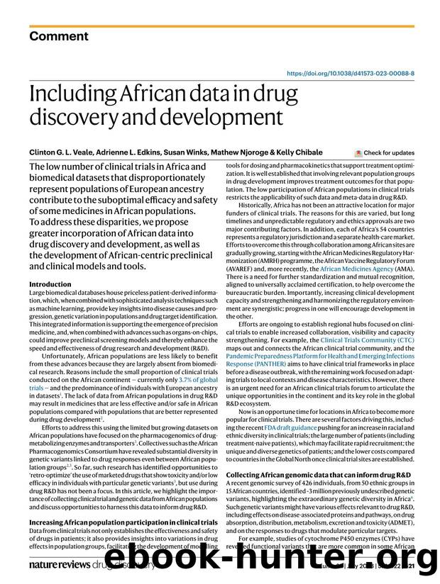 Including African data in drug discovery and development by Clinton G. L. Veale & Adrienne L. Edkins & Susan Winks & Mathew Njoroge & Kelly Chibale