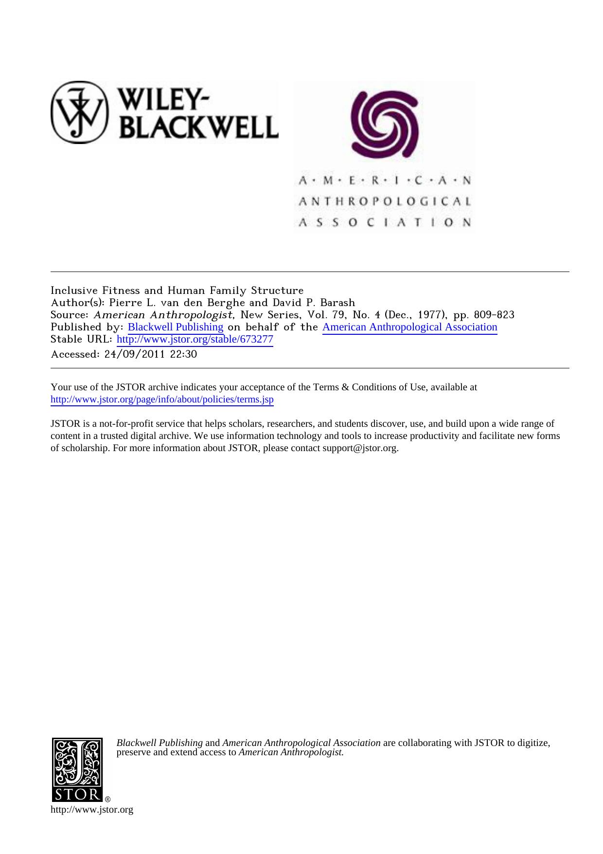 Inclusive Fitness and Human Family Structure by Unknown
