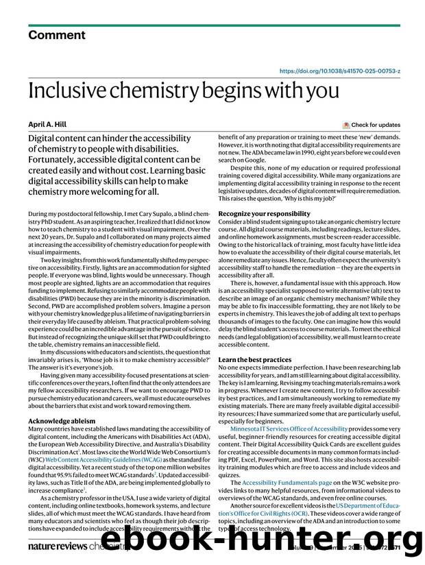 Inclusive chemistry begins with you by April A. Hill