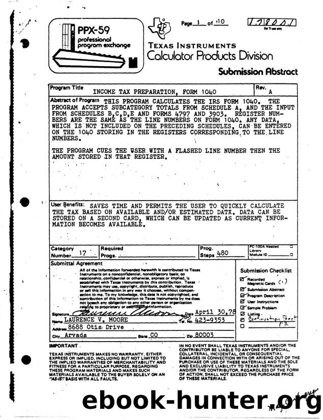 Income Tax Preparation, Form 1040 by Unknown