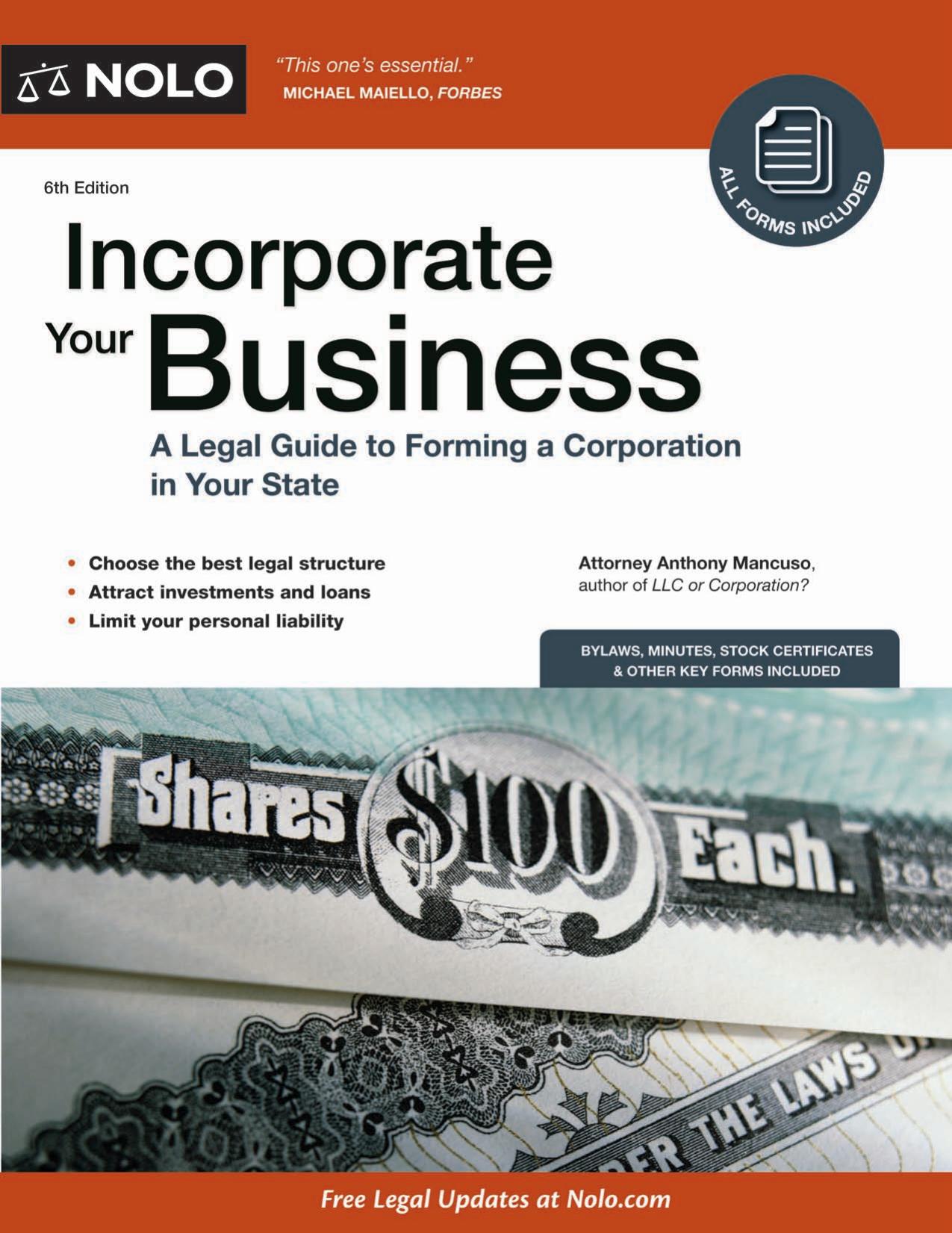 Incorporate Your Business by Attorney Anthony Mancuso (Nolo)