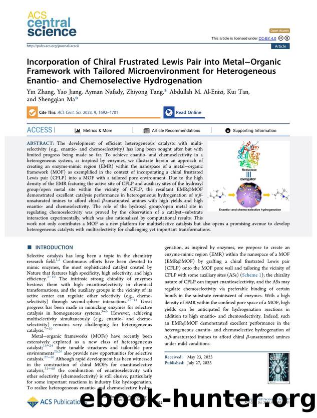 Incorporation of Chiral Frustrated Lewis Pair into MetalâOrganic Framework with Tailored Microenvironment for Heterogeneous Enantio- and Chemoselective Hydrogenation by unknow