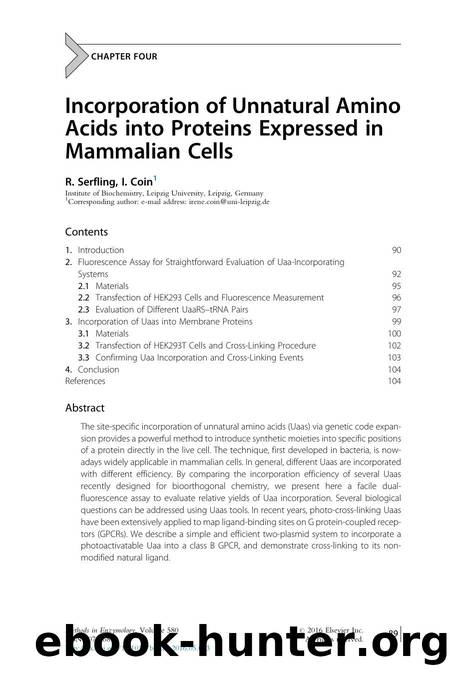 Incorporation of Unnatural Amino Acids into Proteins Expressed in Mammalian Cells by R. Serfling & I. Coin