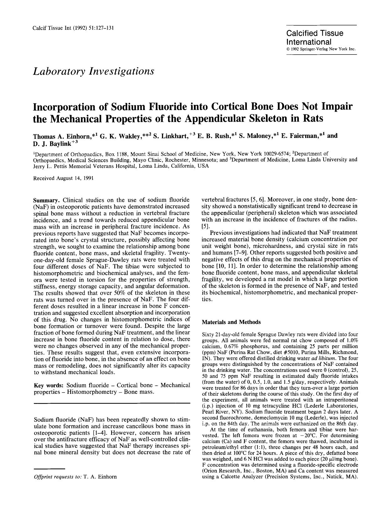Incorporation of sodium fluoride into cortical bone does not impair the mechanical properties of the appendicular skeleton in rats by Unknown