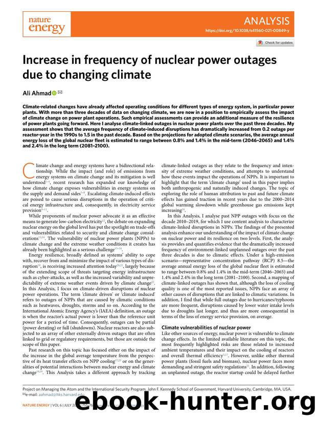 Increase in frequency of nuclear power outages due to changing climate by Ali Ahmad