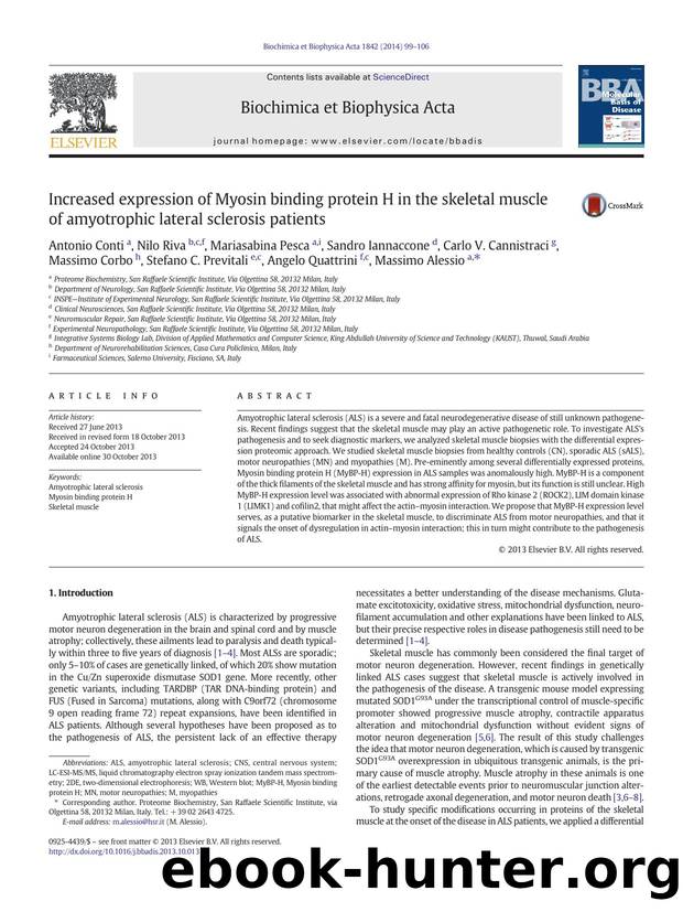Increased expression of Myosin binding protein H in the skeletal muscle of amyotrophic lateral sclerosis patients by unknow