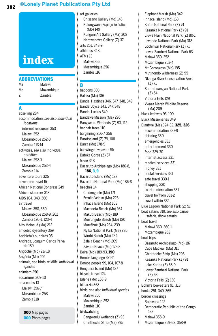 Index by Lonely Planet