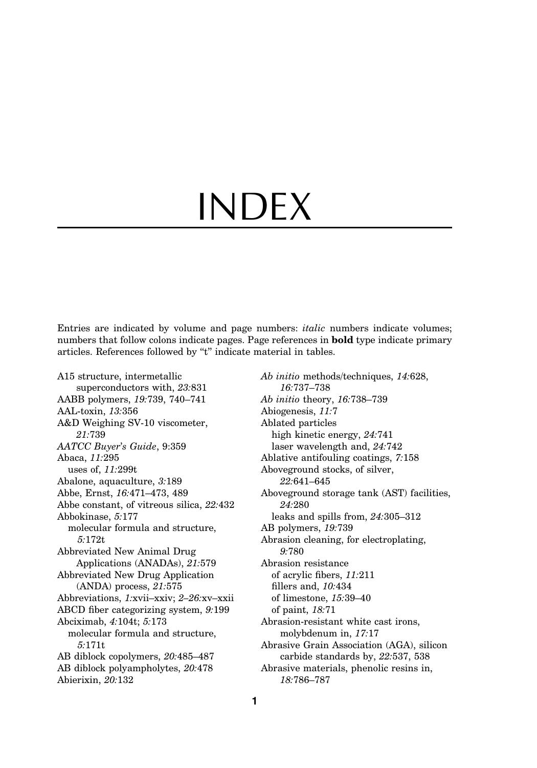 Index complete by Kirk Othmer