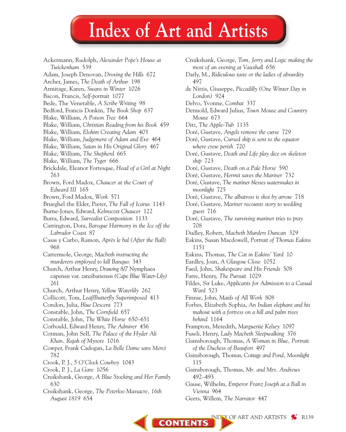 Index of Art and Artists by Glencoe/McGraw-Hill
