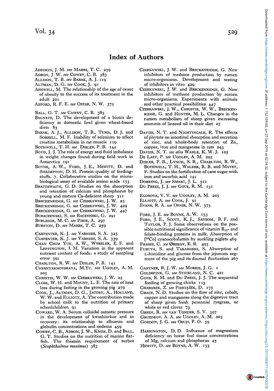 Index of Authors by Unknown
