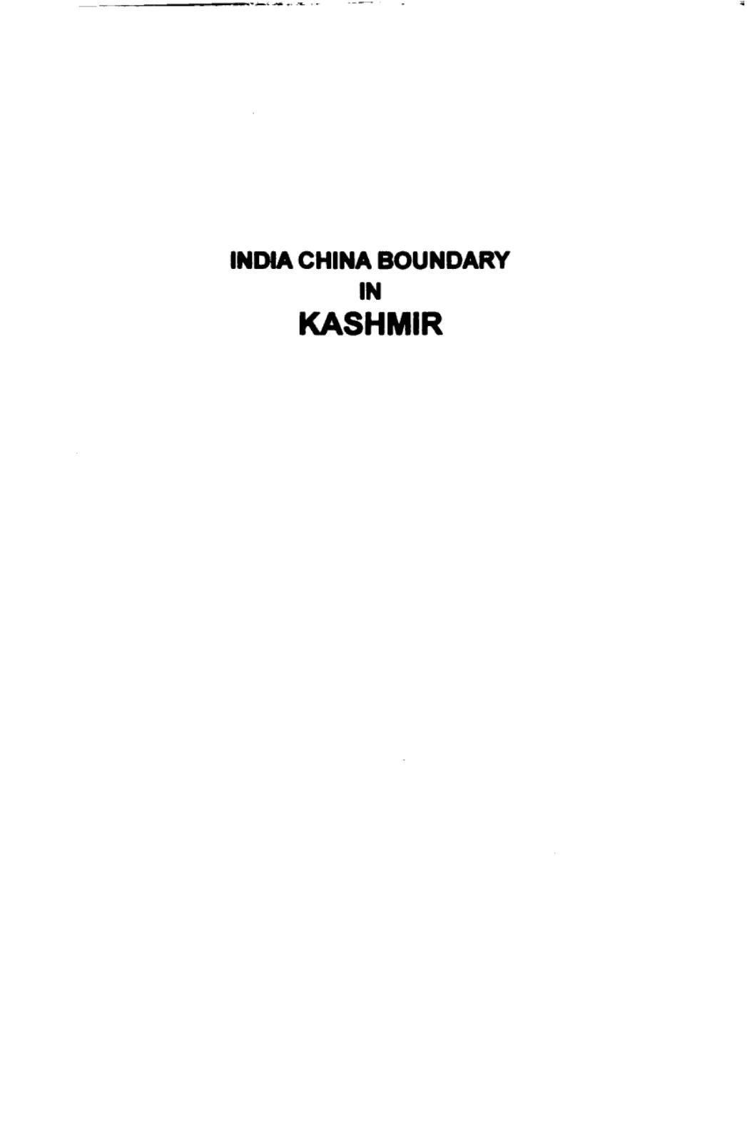 India China boundary in Kashmir by Hriday Nath Kaul