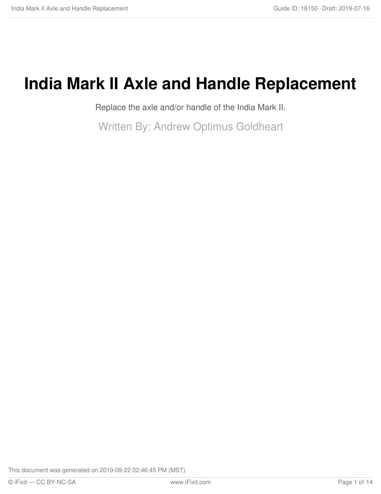 India Mark II Axle and Handle Replacement by Unknown