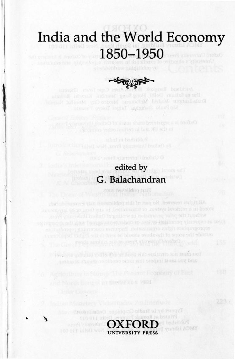 India and the World Economy: 1850-1950 by G. Balachandran
