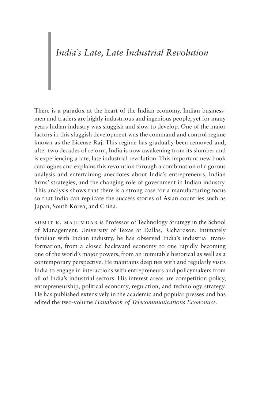 India's late, late industrial revolution : democratizing entrepreneurship by Sumit Kumar Majumdar