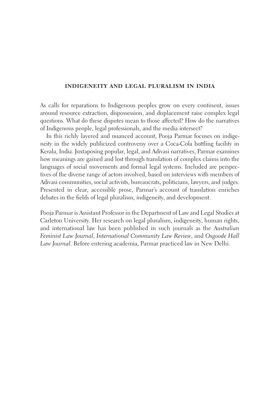 Indigeneity and Legal Pluralism in India: Claims, Histories, Meanings by Unknow