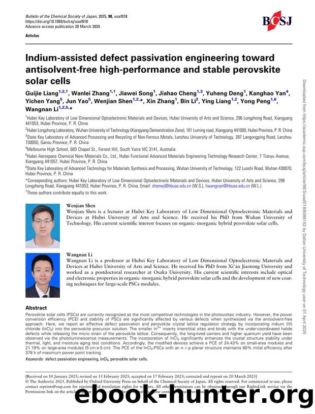Indium-assisted defect passivation engineering toward antisolvent-free high-performance and stable perovskite solar cells by unknow