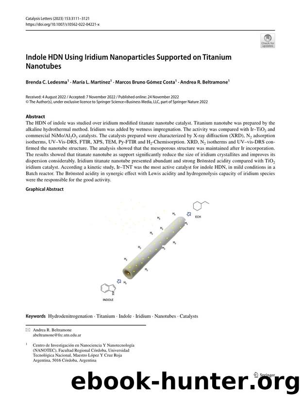 Indole HDN Using Iridium Nanoparticles Supported on Titanium Nanotubes by Brenda C. Ledesma & María L. Martínez & Marcos Bruno Gómez Costa & Andrea R. Beltramone