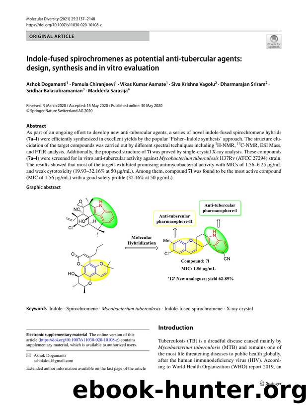 Indole-fused spirochromenes as potential anti-tubercular agents: design, synthesis and in vitro evaluation by unknow