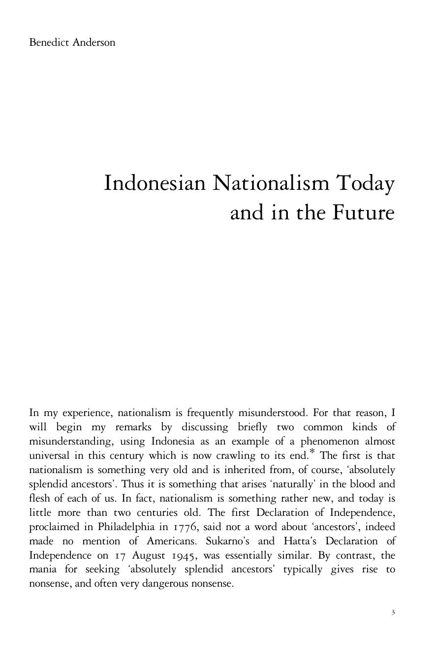 Indonesian Nationalism Today and in the Future by Benedict Anderson