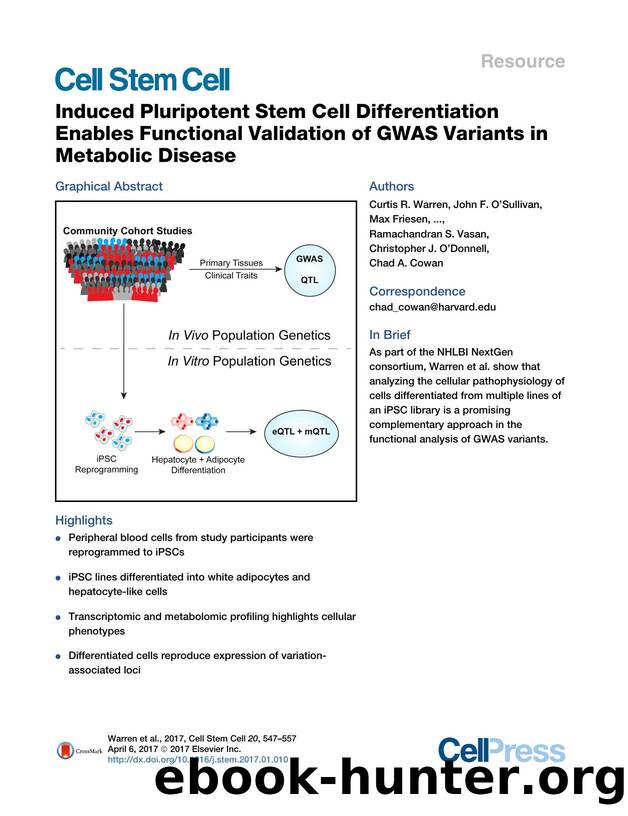 Induced Pluripotent Stem Cell Differentiation Enables Functional Validation of GWAS Variants in Metabolic Disease by unknow