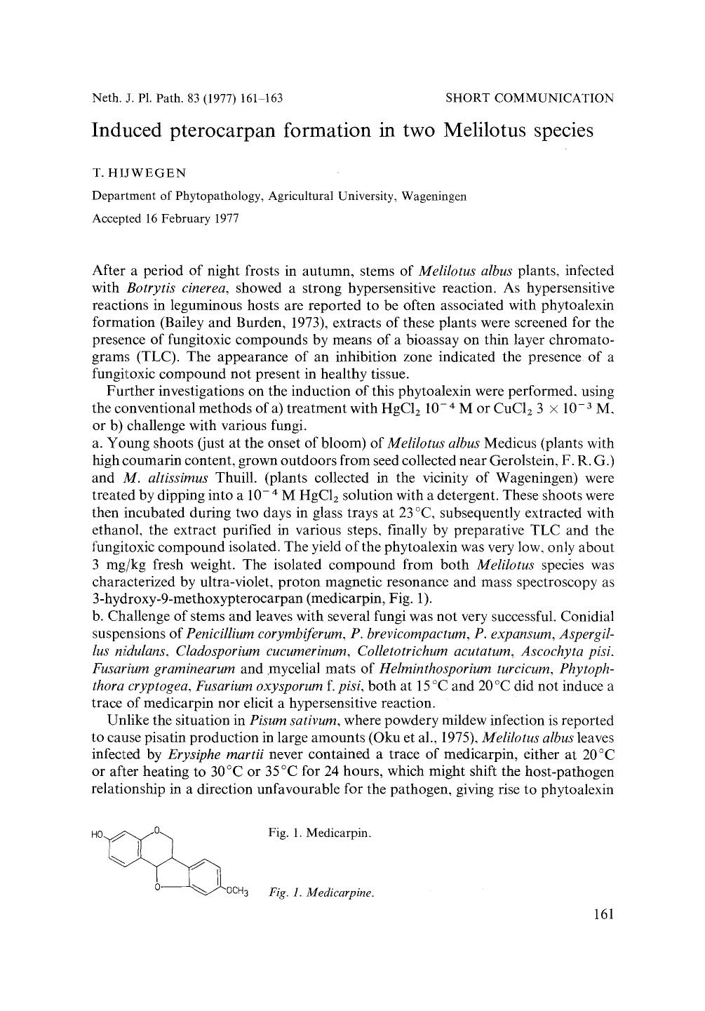 Induced pterocarpan formation in two Melilotus species by Unknown