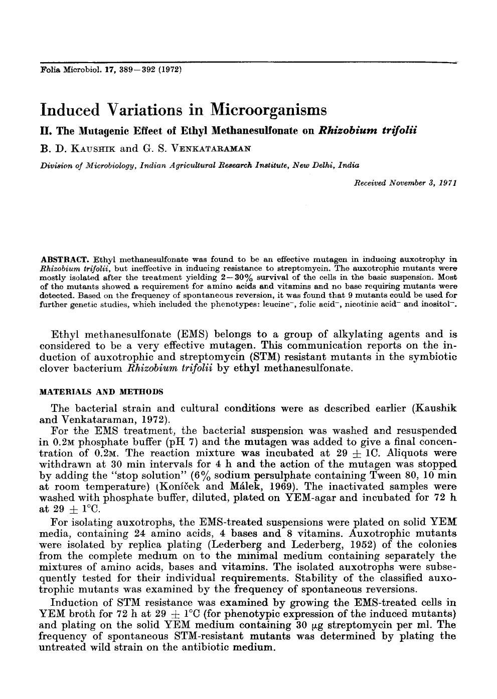 Induced variations in microorganisms by Unknown