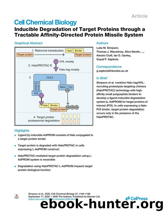 Inducible Degradation of Target Proteins through a Tractable Affinity-Directed Protein Missile System by unknow