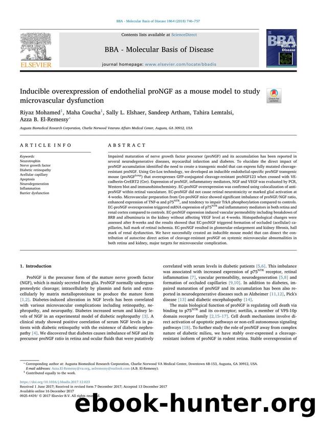 Inducible overexpression of endothelial proNGF as a mouse model to study microvascular dysfunction by unknow