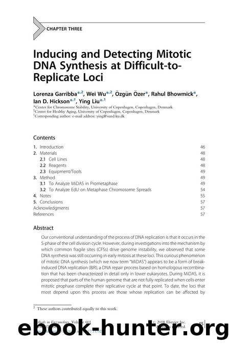 Inducing and Detecting Mitotic DNA Synthesis at Difficult-to-Replicate Loci by Lorenza Garribba & Wei Wu & Özgün Özer & Rahul Bhowmick & Ian D. Hickson & Ying Liu
