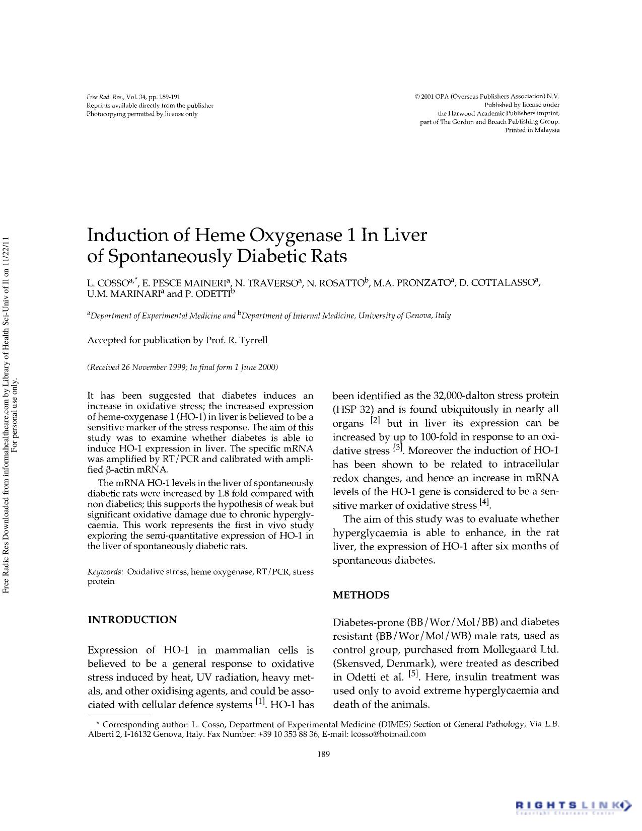 Induction of heme oxygenase 1 in liver of spontaneously diabetic rats by unknow